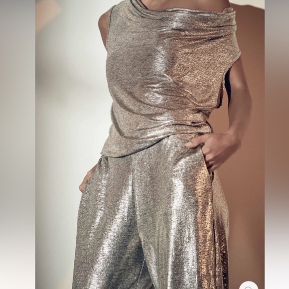 Brochu Walker Pants - Brochu Walker Cowl Neck Sleeveless Nova Top + Rita Pull On Jogger Gold NWOT